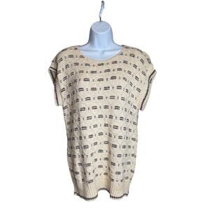 Vintage Cricket Lane Women’s Cream 100% Cotton Open Knit Sweater Vest Size S